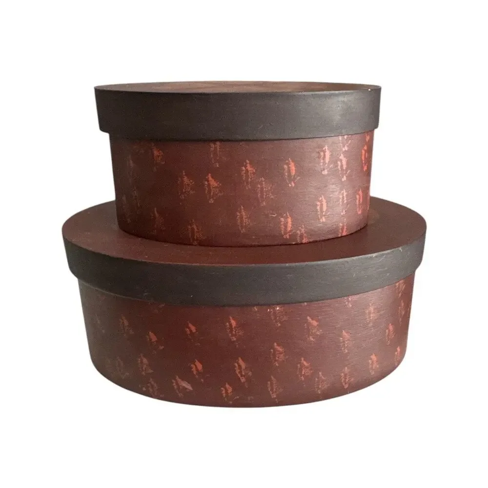 Set of Two Shaker Style Oval Balsa Boxes Heart Lids